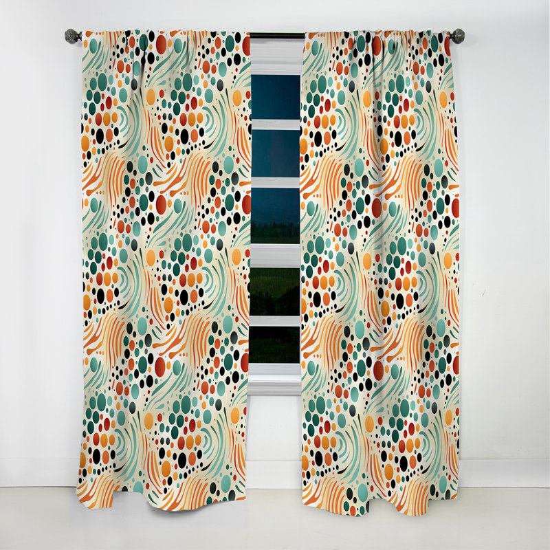 Rideau occultant multicolore à motif Mid-Century multicolore beige - 1 panneau, L 52 po x L 84 po