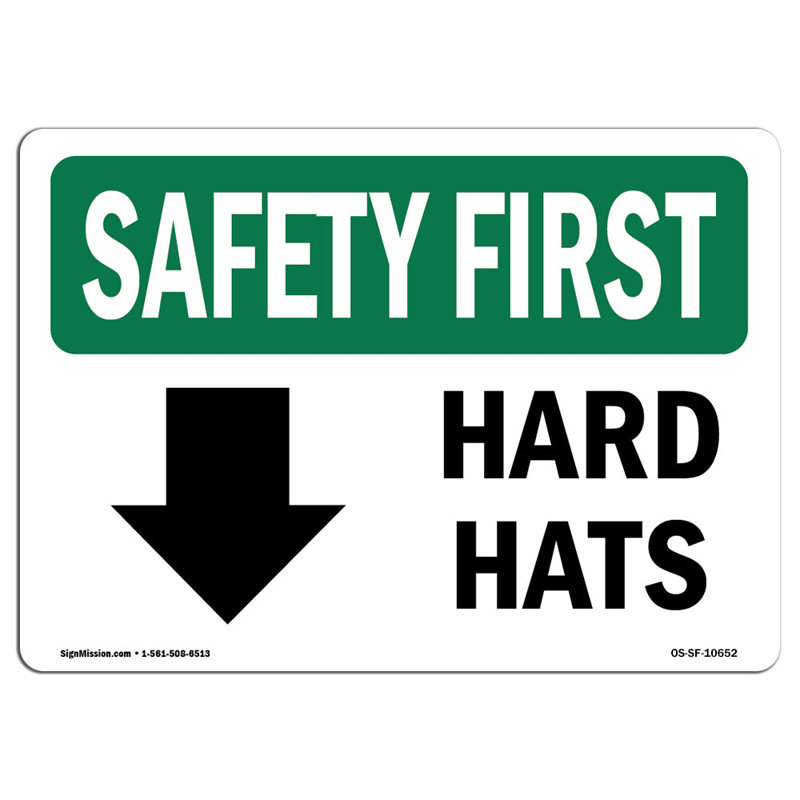 «Safety First Sign», H 12 po x l 18 po x P 0,1 po