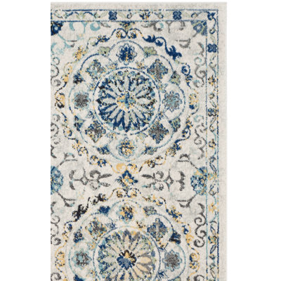 Tapis floral ivoire / bleu Osakis