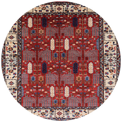 Tapis oriental rouge / ivoire / gris