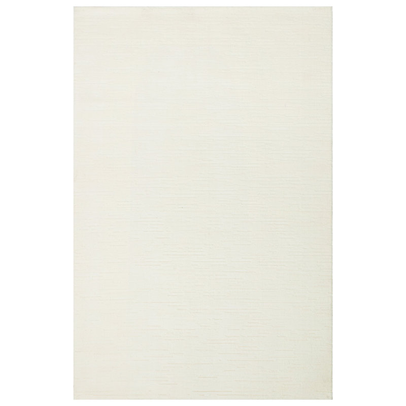 Tapis rectangulaire blanc en micropolyester tissé à la machine Dadeville, Rectangle 6 pi 7 po x 9 pi 6 po
