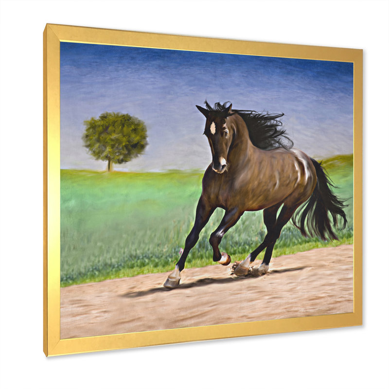 Portrait d'un cheval I - peinture sur toile, H 36 po x l 36 po, Cadre photo doré