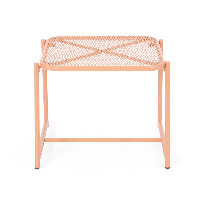 15.5"H Side Table With Iron Mesh - Modern Orange Color 16.1"H Frame, Orange