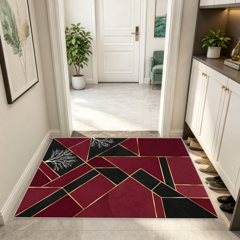 Burgundy Black Gold Tree area rugs for Living Room, Soft and Comfortable, Suitable for all seasons, easy to maintain, machine washable Indoor floor mat, Under Table Farmhouse suitable for Bedroom, Dining Room, Study, Patio, Balcony, Home Decor