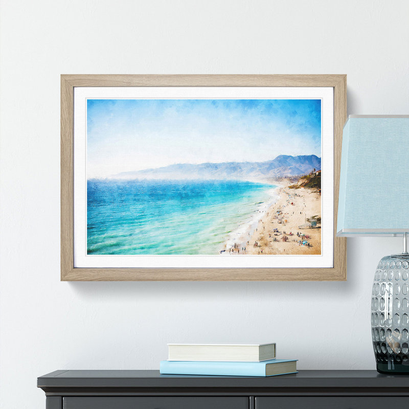Malibu Beach in California - Framed Print, 62cm H x 87cm W x 2cm D, Oak Framed