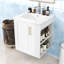 Meuble-lavabo mural moderne à faible encombrement avec rangement spacieux et porte à fermeture douce