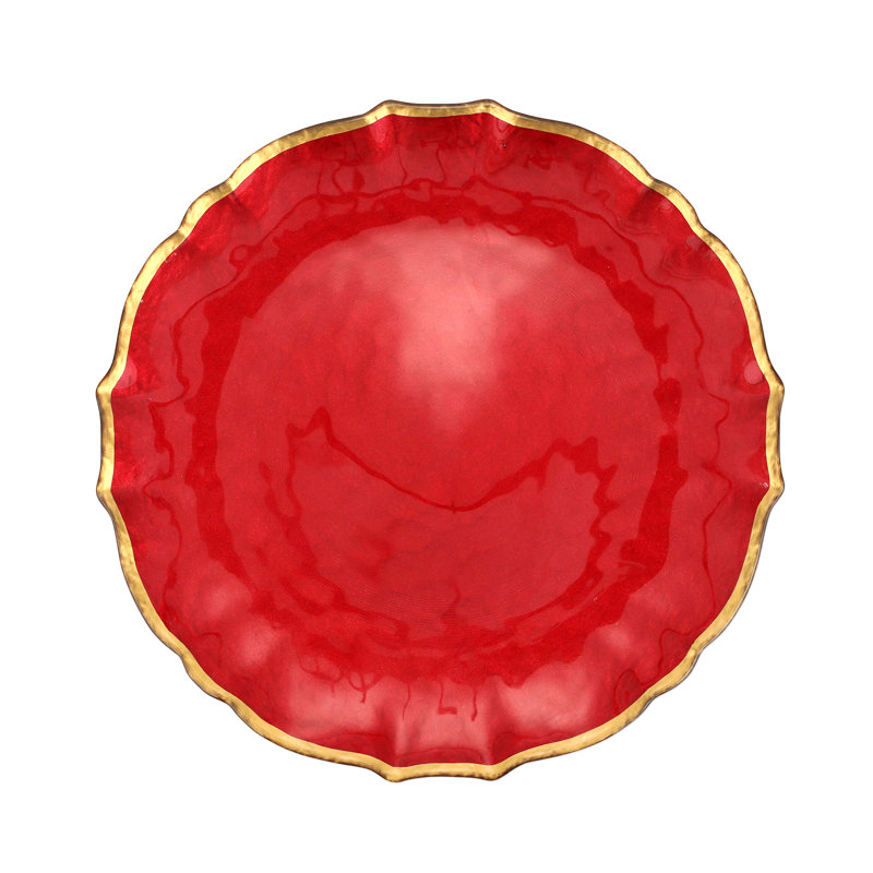 Baroque Handmade Glass Dinner Plate, Red