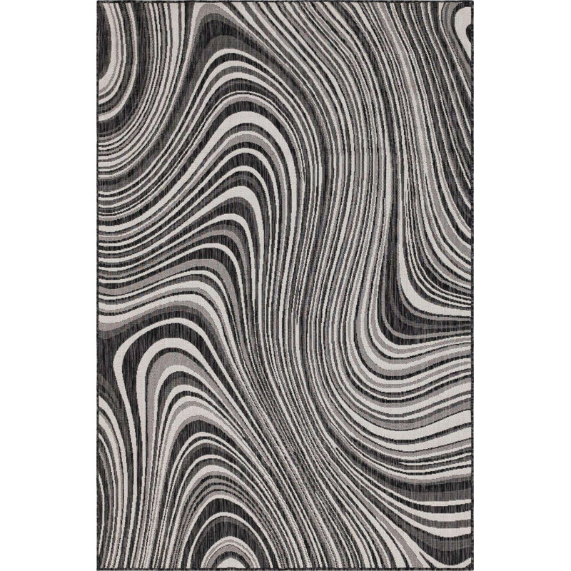 Outdoor Iris Area Rug Stone Color, Rectangle 6' x 9'