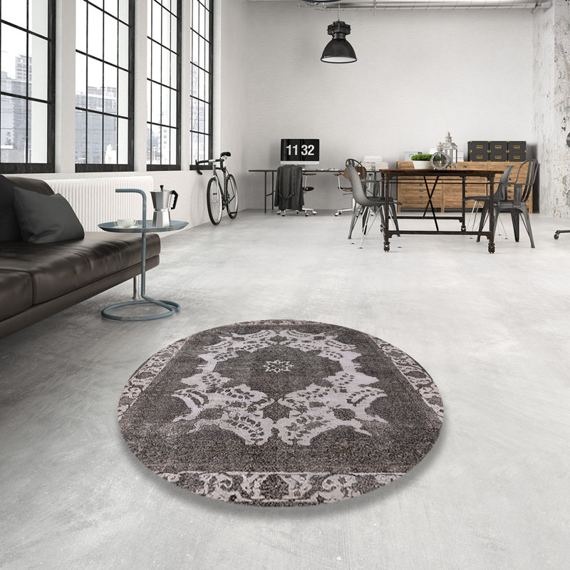 Tapis oriental beige / noir Diran, Rond 5 pi