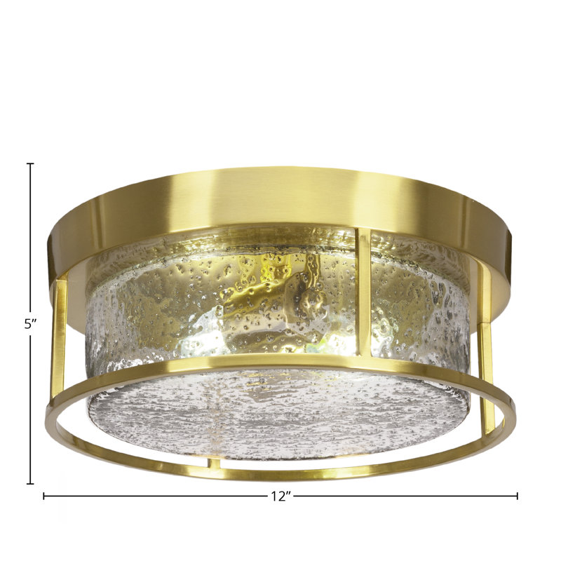 Plafonnier encastré, avec verre, Laiton New Age, H 5 po x l 5 po x P 12 po, Coloré