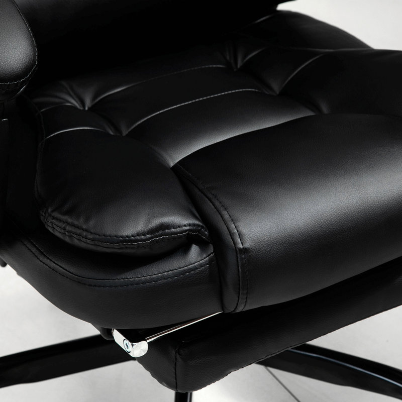 Chaise de bureau à 7 points de massage vibrant avec dossier inclinable, Noir