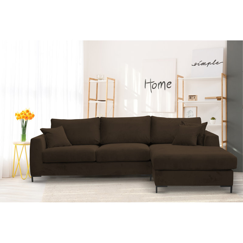 Inwood 4 Seater Corner Sofa , Dark brown 100 % polyester, Right Hand Facing