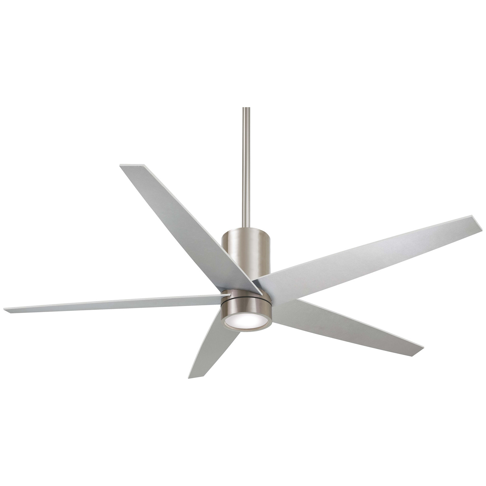 56" Symbio 5 - Blade LED Standard Ceiling Fan with Remote Control and Light Kit Included, Brushed Nickel/Silver Blades