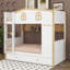 Bunk Bed With House-Shaped Guardrails And Trundle, Wooden Bunk Bed With Storage Shelves-485413961
