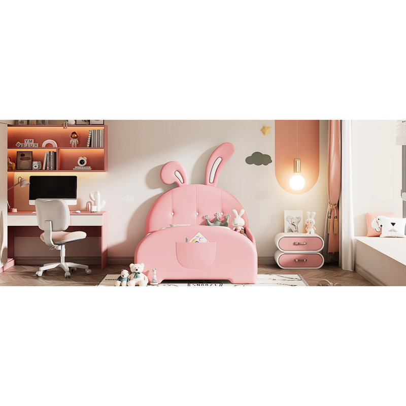 Lit plateforme tapissier simple avec tête de lit et lit rose durable, Rose
