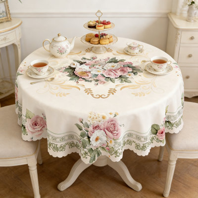 Spring Summer Ellis 152cm Round, Flowers Floral Table Cover for Party Picnic Dinner Decor