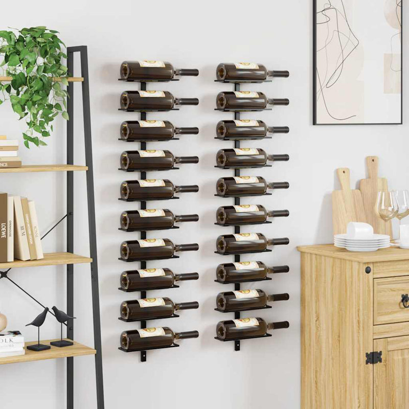 Rangement mural pour porte-bouteilles Danixsa, H 49,7 po x l 10,6 po x P 3,5 po, Noir