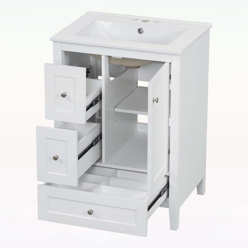 Versatile Bathroom Vanity with Ample Storage and Long-Lasting Quality, White