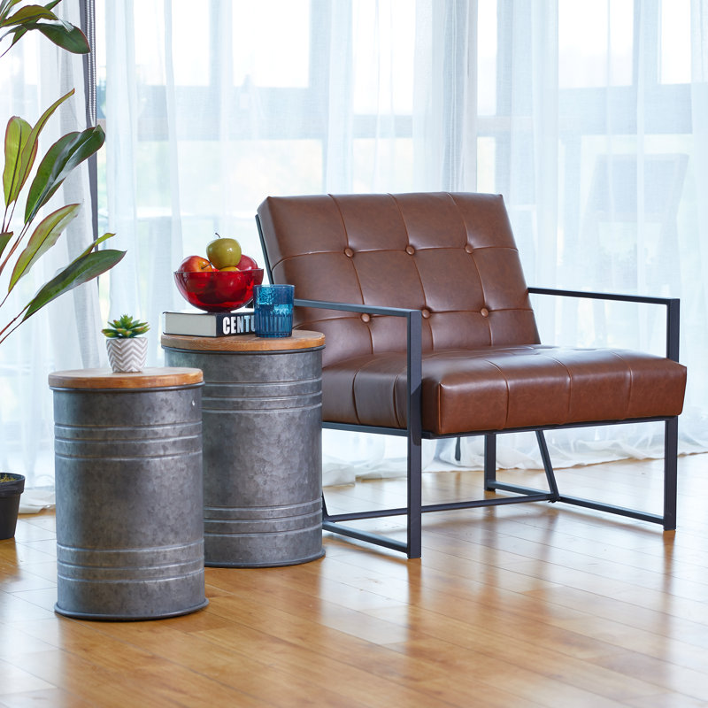 Nicky Solid Wood Top Nesting Tables, Galvanized