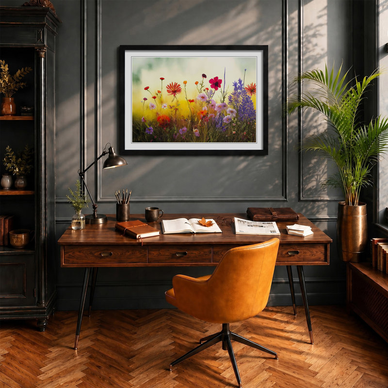Impressive Wildflowers Floral - Framed Print, Black, 34cm H x 46cm W x 2cm D