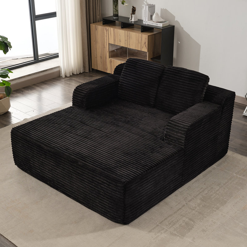 Boneless 60''W Upholstered Chaise Lounge Chair, Sofa Bed Indoor With Throw Pillows, Plush Chair Bed For Living Room, Sleeper Chair of bedroom,Compression Loveseat,Deep Sitting Sofa