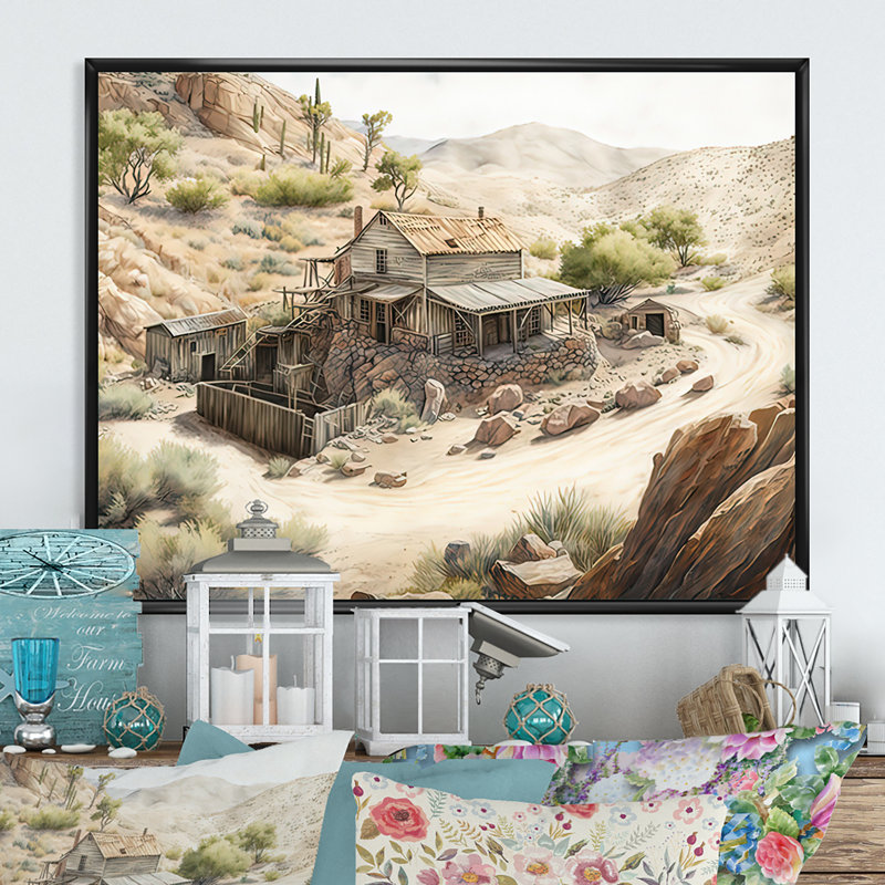 Wild West Mine in Arizona I - Impression sur toile, H 12 po x l 20 po x P 1 po, Toile avec cadre flottant noir