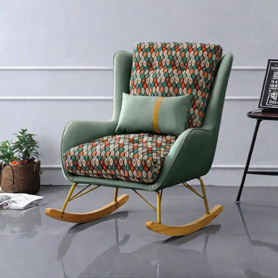 Chaise berçante luxueuse en tissu floral moderne