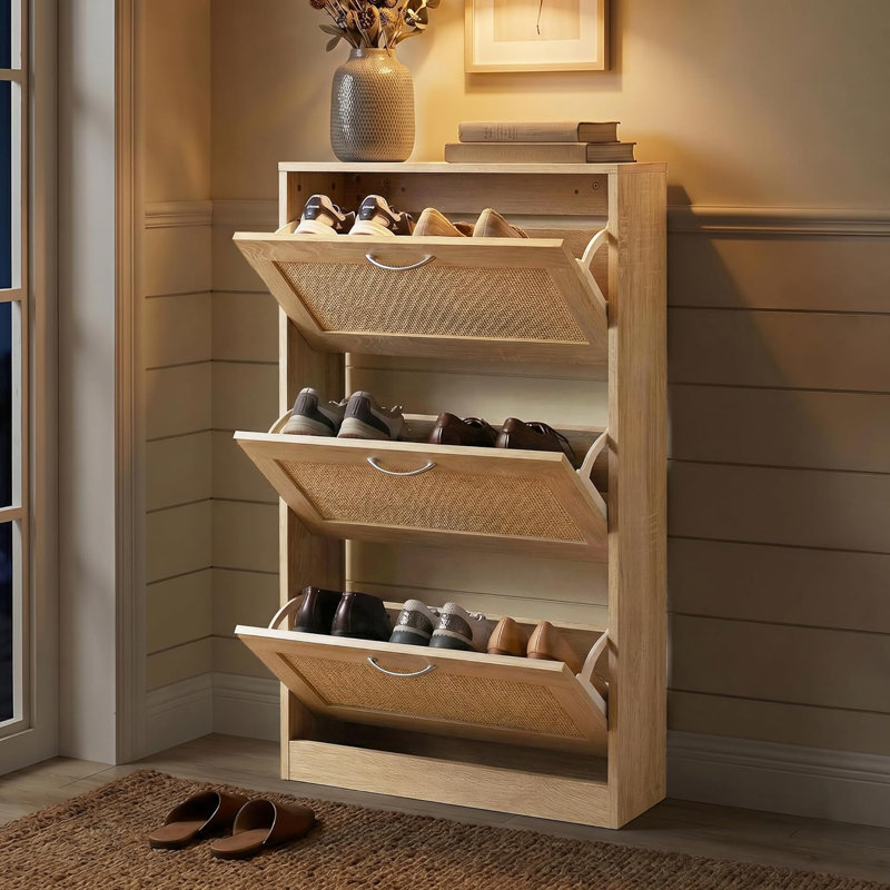 Rattan 3 Tier Shoe Storage