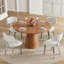 Ensemble de salle à manger rond 5 pièces avec table à pied centrale et chaises rembourrées-626328741-626328746