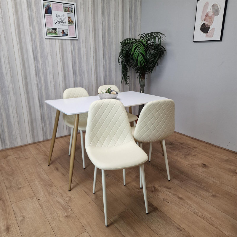 Morrice 4 - Person Dining Set, Cream, White
