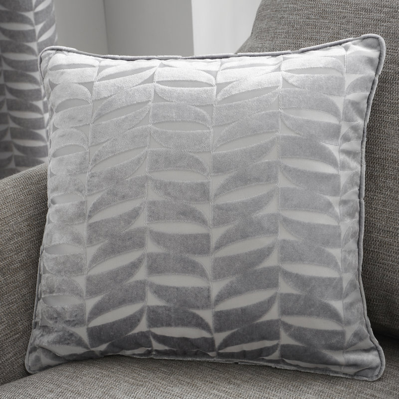 Kendal Geometric Square Cushion, Silver, Polyester