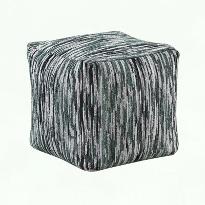 Square Jacquard Pouf with Non-Slip Bottom