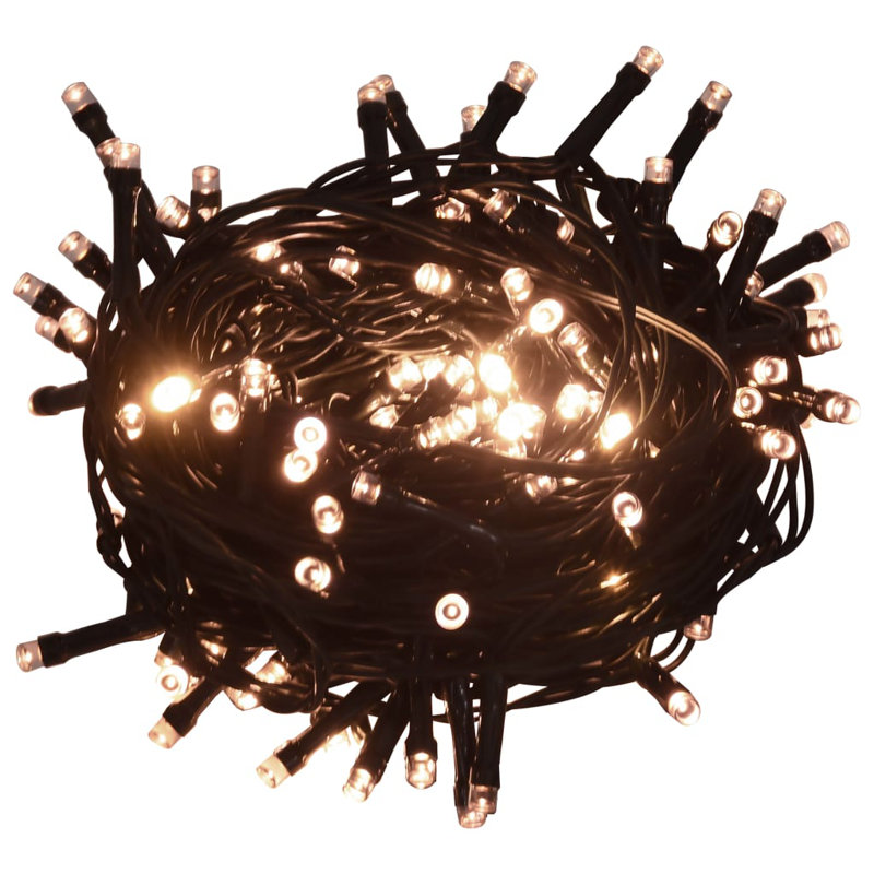  Guirlande lumineuse DEL blanc froid, chlorure de polyvinyle vert foncé (PVC), cuivre, H 0,2 po x L 2559,6 po