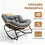 Chaise berçante d'extérieur en osier surdimensionnée de 39,37 po Papasan, gris foncé-133479182