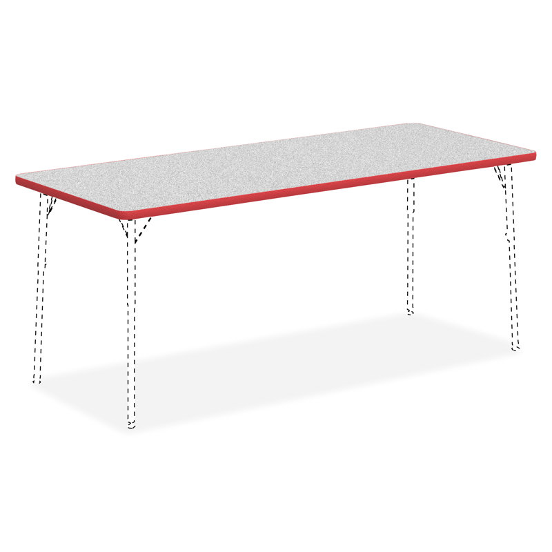 Laminate Adjustable Rectangle 4 Students Activity Table, 72" L x 30" W, Gray/Red