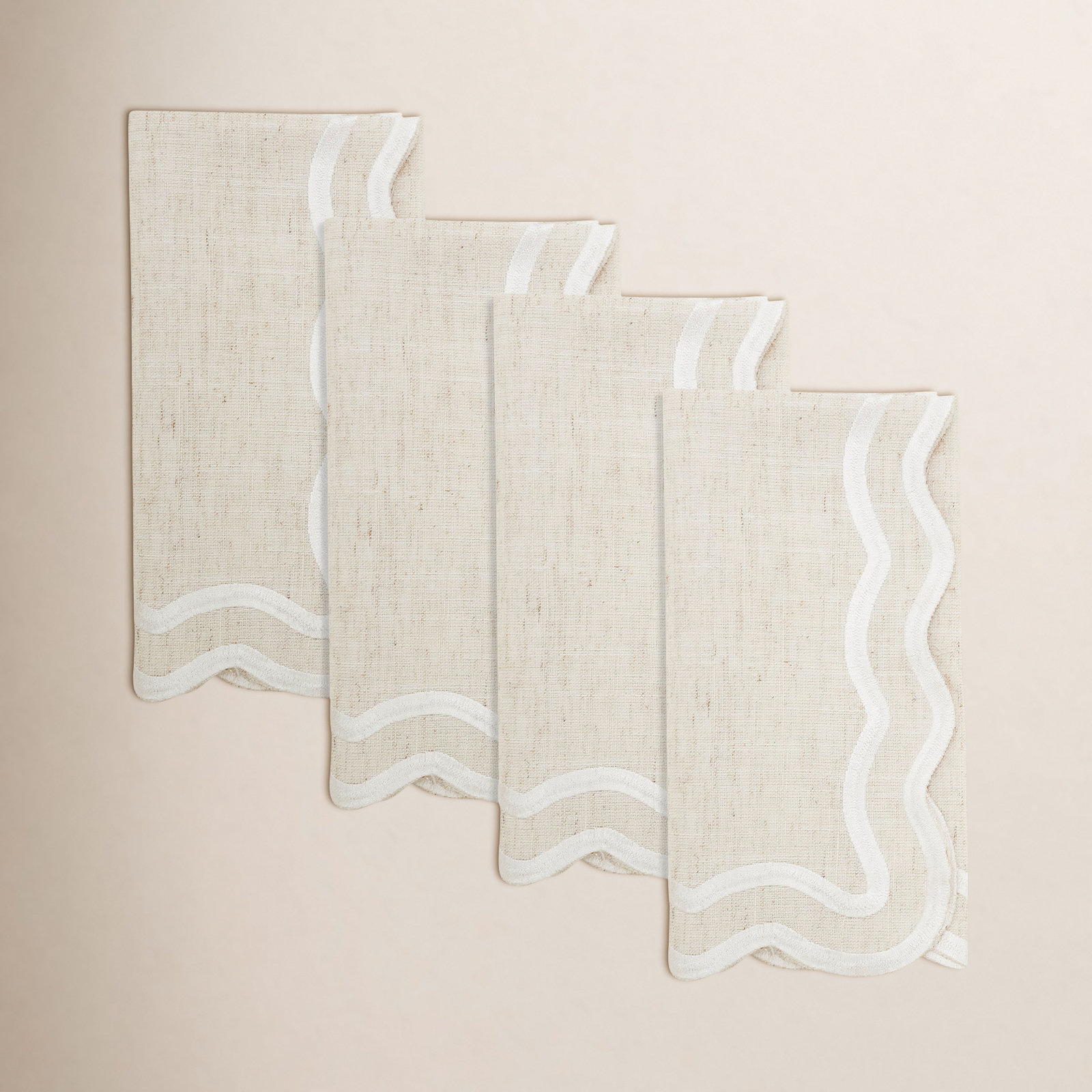 Scalloped Cotton Napkin, Tan