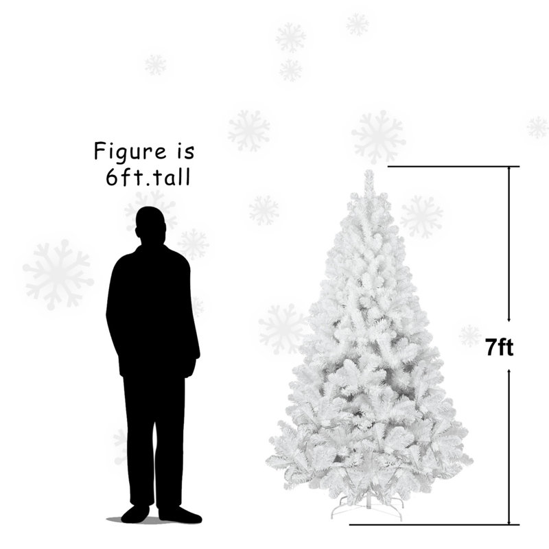 Arbre de Noël blanc avec fil mémoire, arbre en PVC artificiel à charnière à 328 pointes, arbre de Noël des Fêtes facile à assembler pour la décoration intérieure (ornements non inclus)