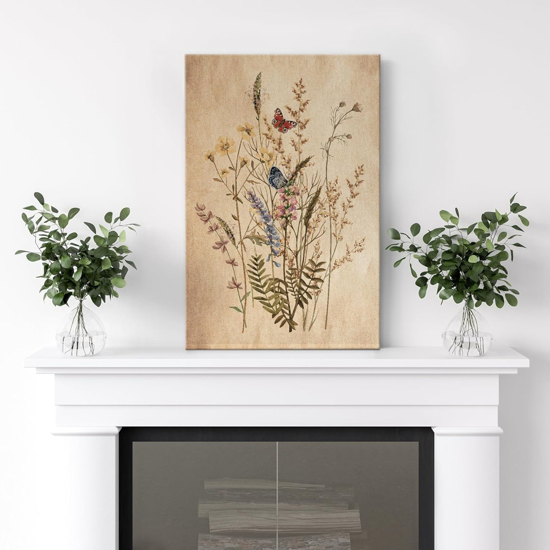 Vibrant Wildflower Vintage Garden Still Life Nature Modern Art Botanical Floral On Canvas Print IDEA4WALL 