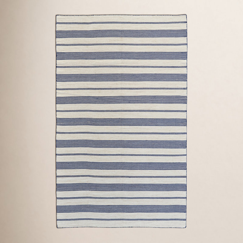 Tapis intérieur / extérieur rayé tissé à la main Perci, Rectangle de 10 pi x 14 pi
