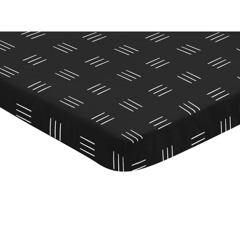 Drap-housse pour lit de bébé Boho Hatch, Noir / blanc