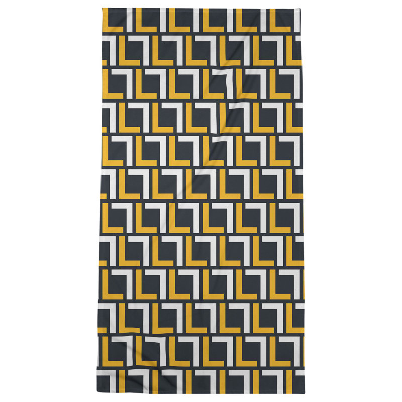 Bath Towel, Black/Gold/White