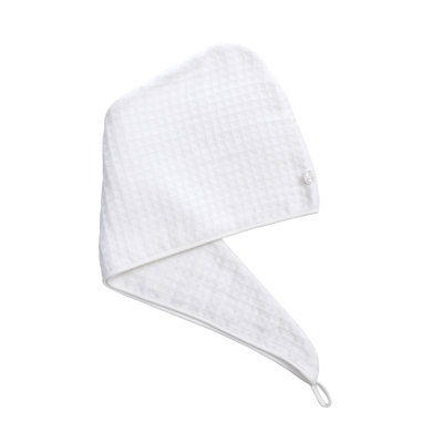 Waffle Twist Hair Towel White