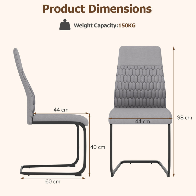 Upholstered Metal Side Chair in Grey