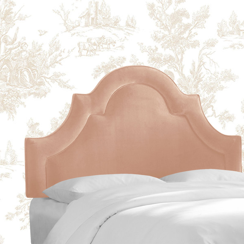 Tête de lit tapissier en velours Aurella, Velours performance rosé classique, Grand