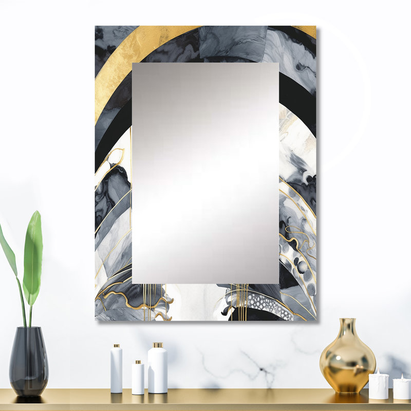 Marble Painting Textured II - Marble Mirror, Gold Unique Wall Mirror, Printed Metal Art, 32" x 24"