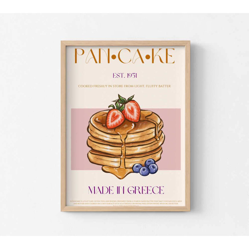 Pancake Stack Vintage Food - Reproduction d'art d'inspiration grecque, H 10 po x l 8 po, Tanné