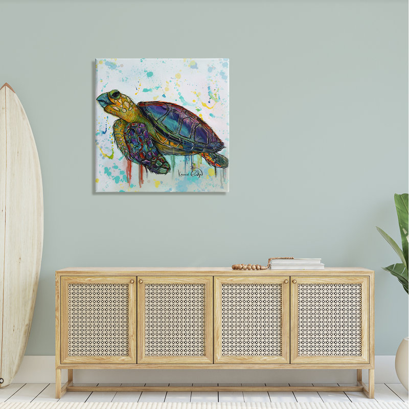 Art urbain sur toile, "Urban tortue" par Karrie Evenson, H 30 po x l 30 po x P 1,5 po