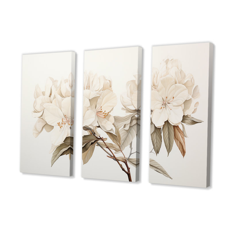 «Subdued Rhododendron Simplicity II», ensemble d'art mural sur toile Rhododendron, H 32 po x l 48 po x P 1 po