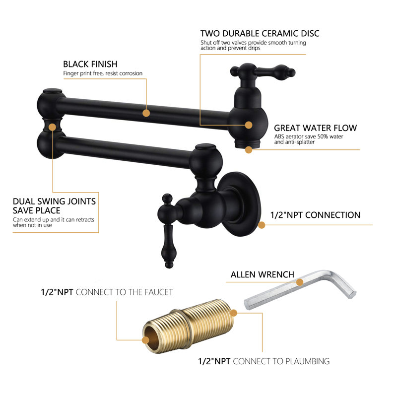 Robinet remplisseur avec accessoires, Noir mat