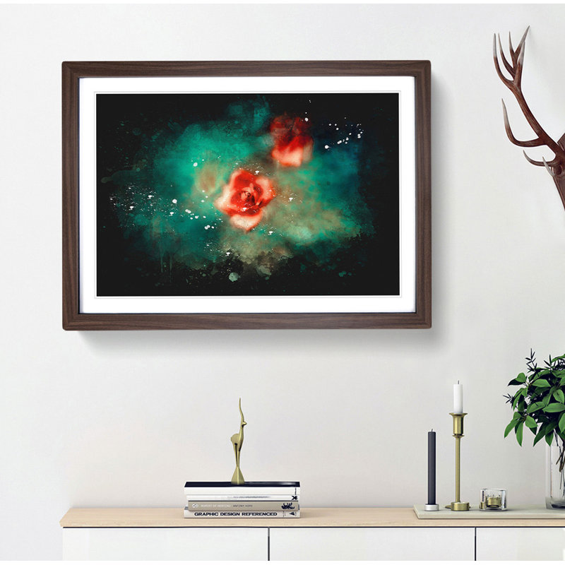 Rose Garden - Picture Frame Graphic Art, Walnut Framed, 24cm H x 33cm W x 2cm D